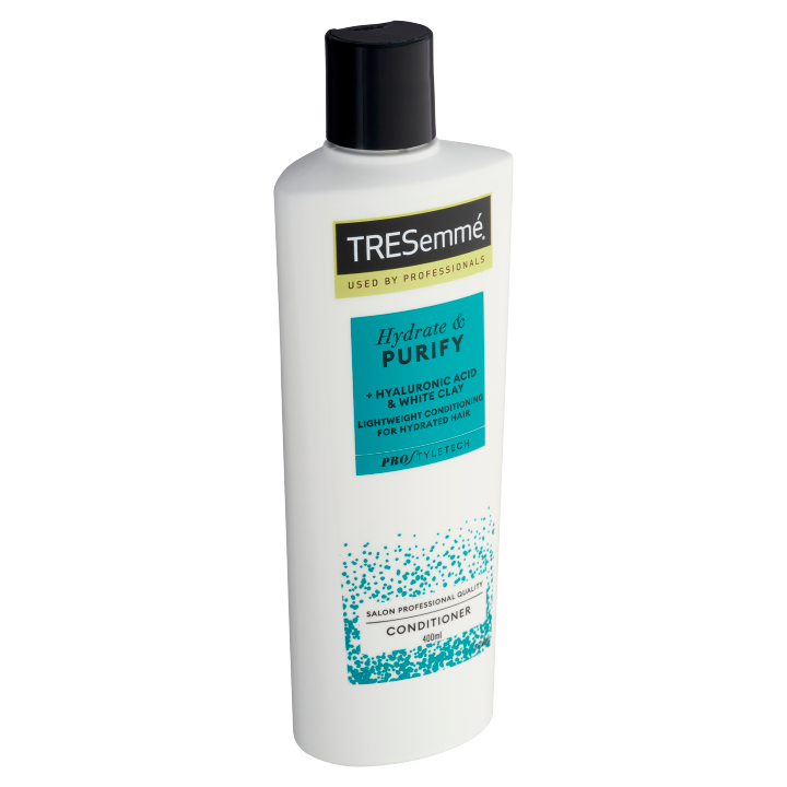 E-shop TRESemmé Hydrate & Purify kondicionér s bílým jílem a kyselinou hyaluronovou na mastné vlasy 400ml