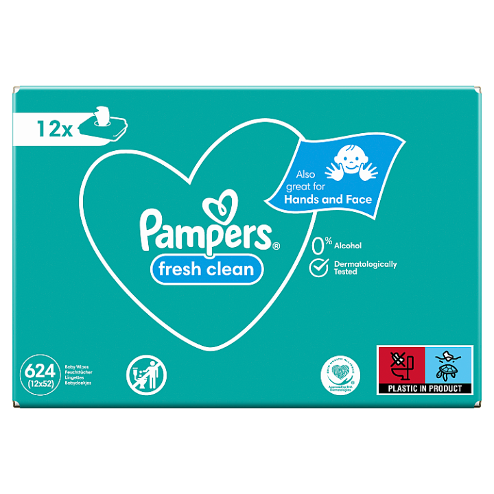 E-shop Pampers Fresh Clean Baby Dětské Čisticí Ubrousky 12 Balení = 624 Čisticích Ubrousků