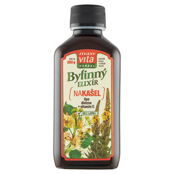 E-shop Maxi Vita Herbal Bylinný elixír na kašel lípa divizna + vitamin C 200ml