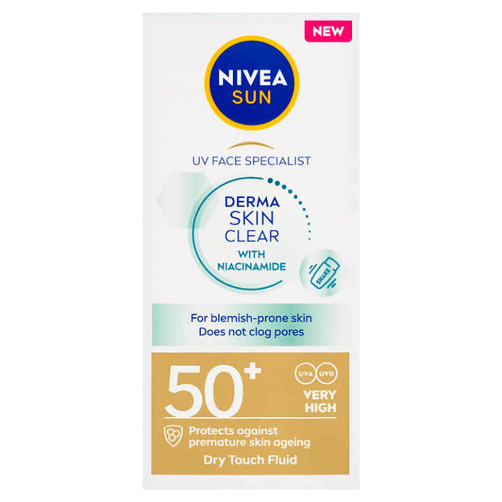 E-shop Nivea Sun Derma Skin Clear Lehký pleťový krém na opalování OF 50+ 40ml