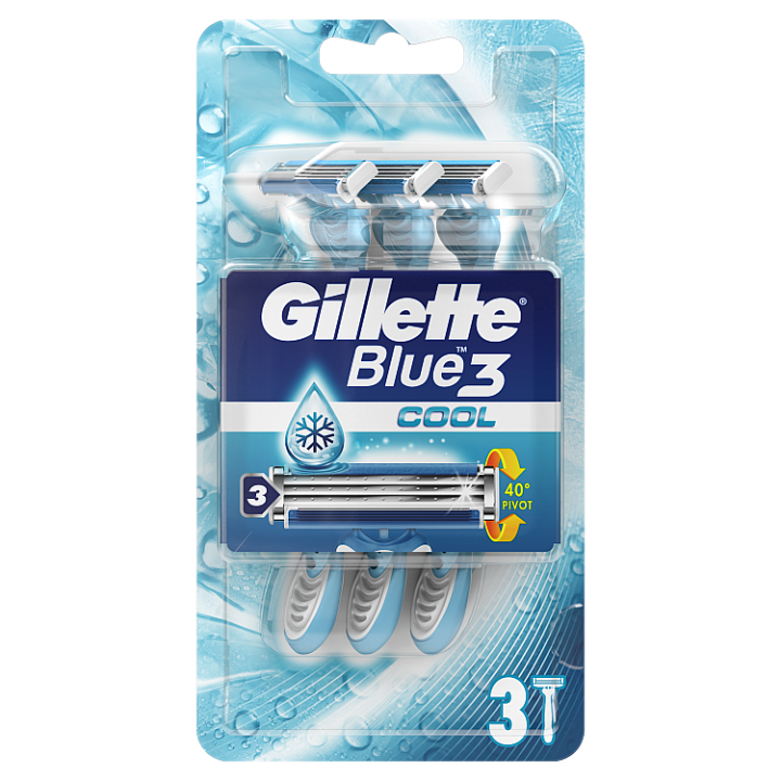 Fotografie Gillette Blue3 Cool Pánské Pohotové Holítko, 3 ks Gillette