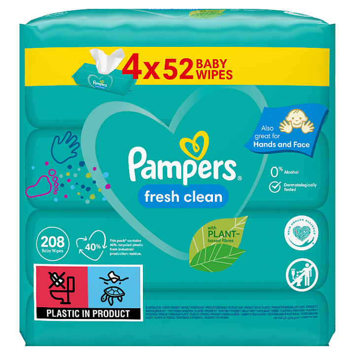 E-shop Pampers Fresh Clean Baby Dětské Čisticí Ubrousky 4 Balení = 208 Čisticích Ubrousků