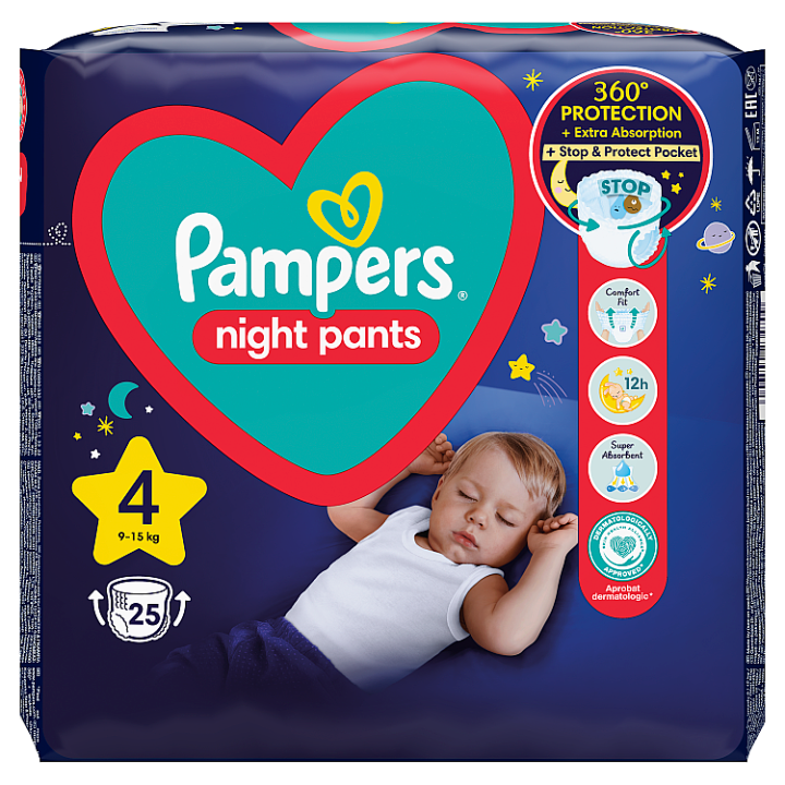 PAMPERS Night Pants 4 9-15 kg 25 ks