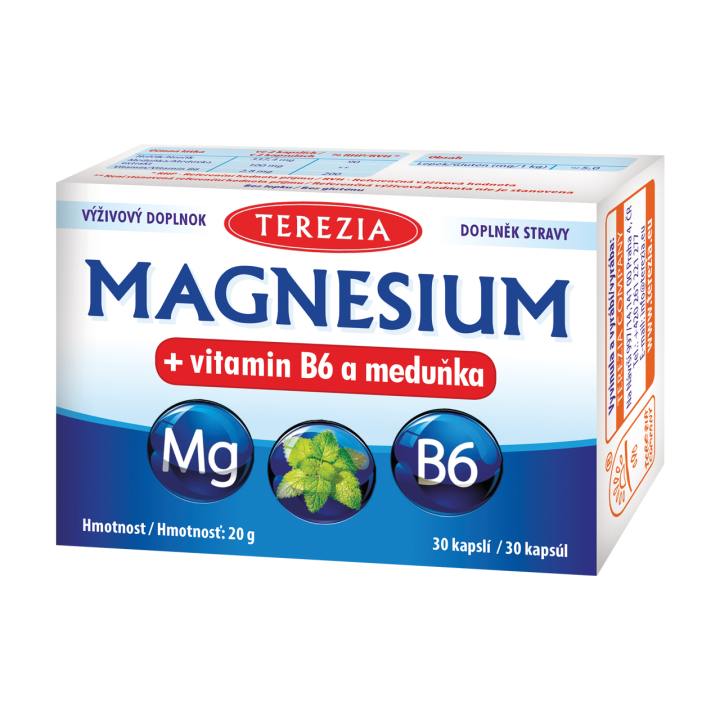 E-shop TEREZIA Magnesium + vitamin B6 a meduňka 30 kapslí