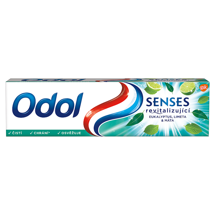 E-shop Odol Senses Revitalizující eukalyptus, limeta & máta zubní pasta s fluoridem 75ml
