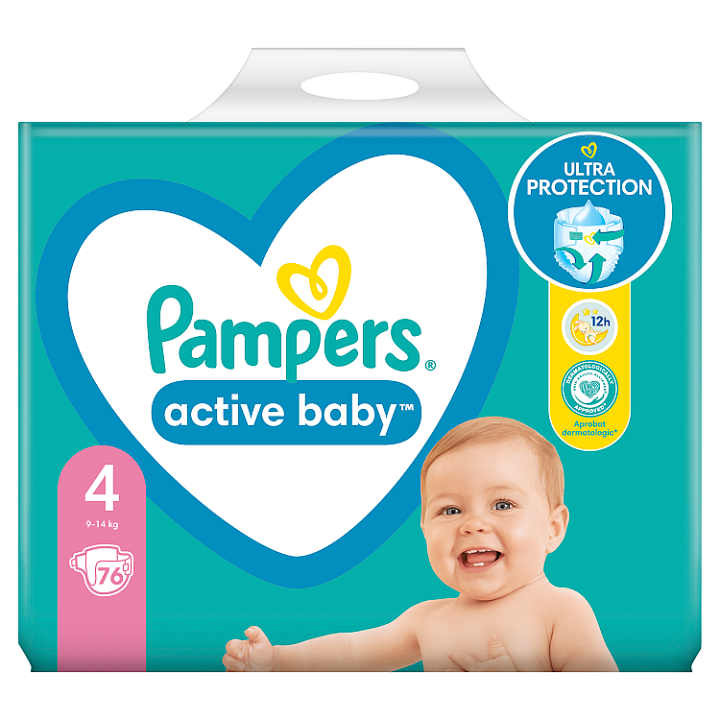E-shop Pampers Active Baby 4, 76 Plenky, 9kg - 14kg