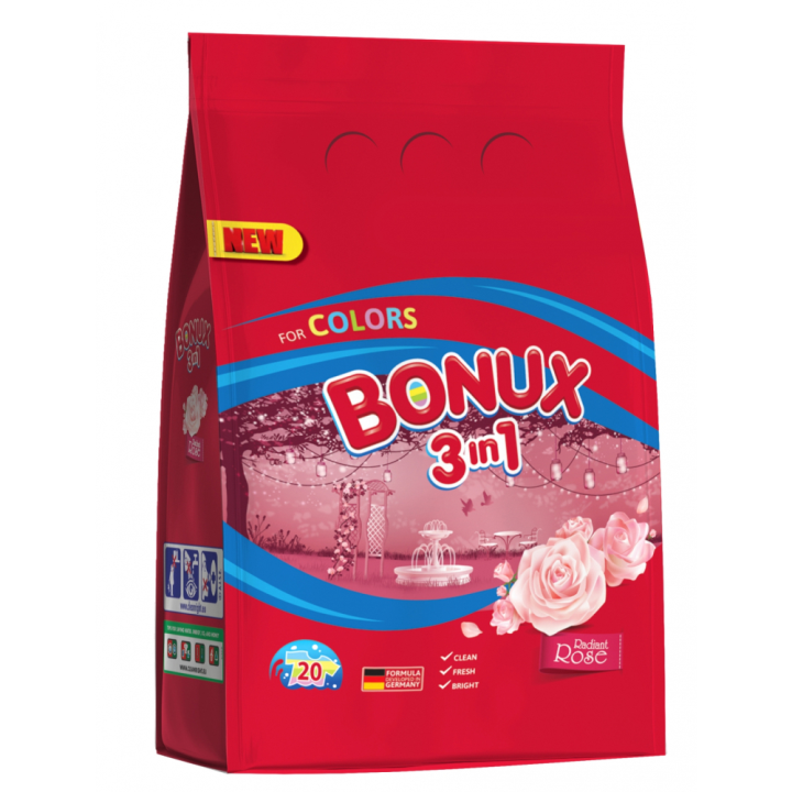 E-shop Bonux Color Radiant Rose prací prášek, 20 praní, 1,5 kg