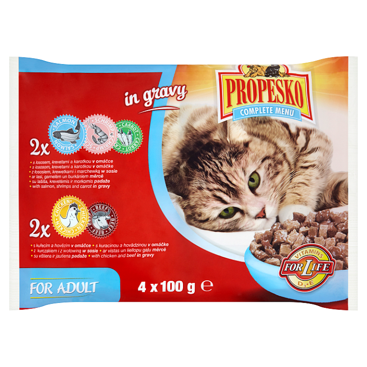 Propesko Kompletní krmivo pro dospělé kočky 4 x 100g