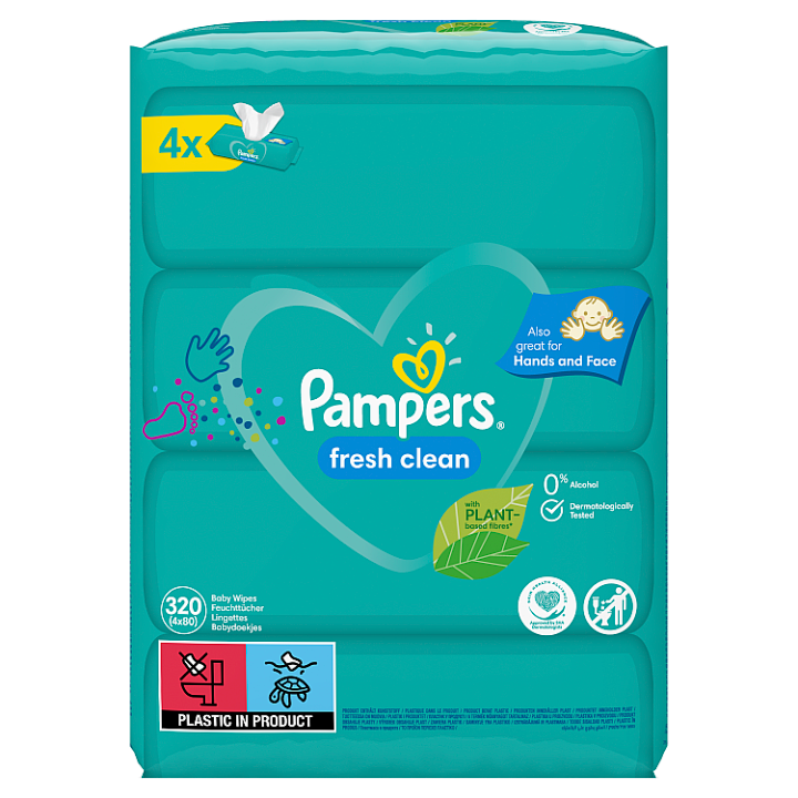 E-shop Pampers Fresh Clean Baby Dětské Čisticí Ubrousky 4 Balení = 320 Čisticích Ubrousků