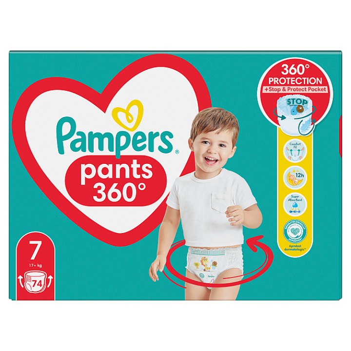 Pampers Pants Plenkové Kalhotky Velikost 7, 74 Kusů, 17kg+