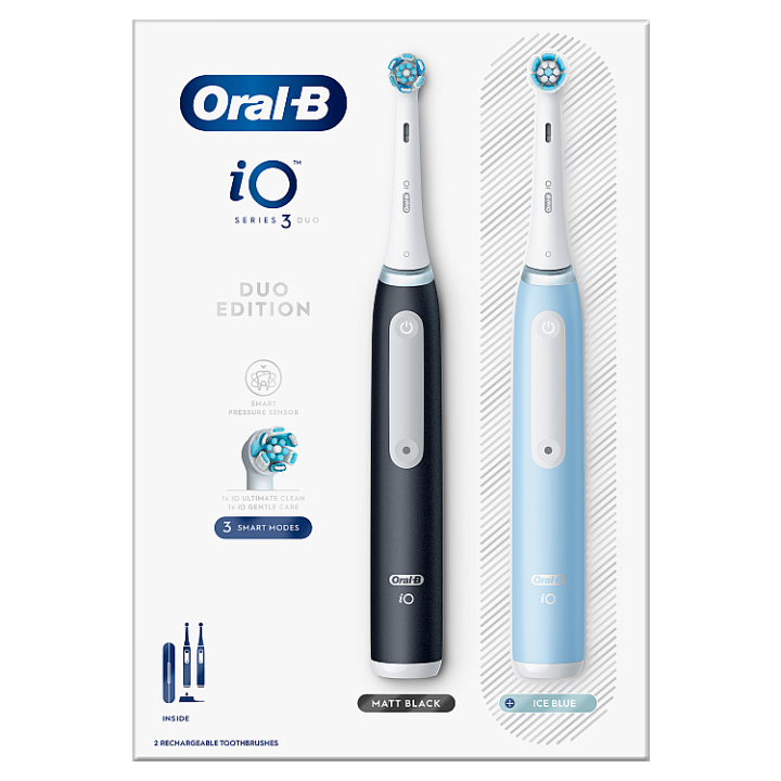 E-shop Oral-B iO 3 Black & Blue, Elektrické Zubní Kartáčky, Design Braun