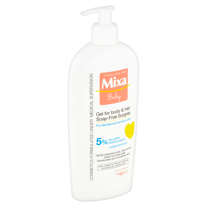 MIXA Baby vyživující mycí gel a šampon pro děti na tělo a vlásky 400ml