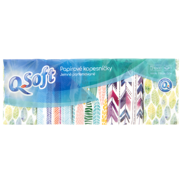 E-shop Q-Soft Papírové kapesníčky jemně parfemované 3-vrstvé 10x10ks