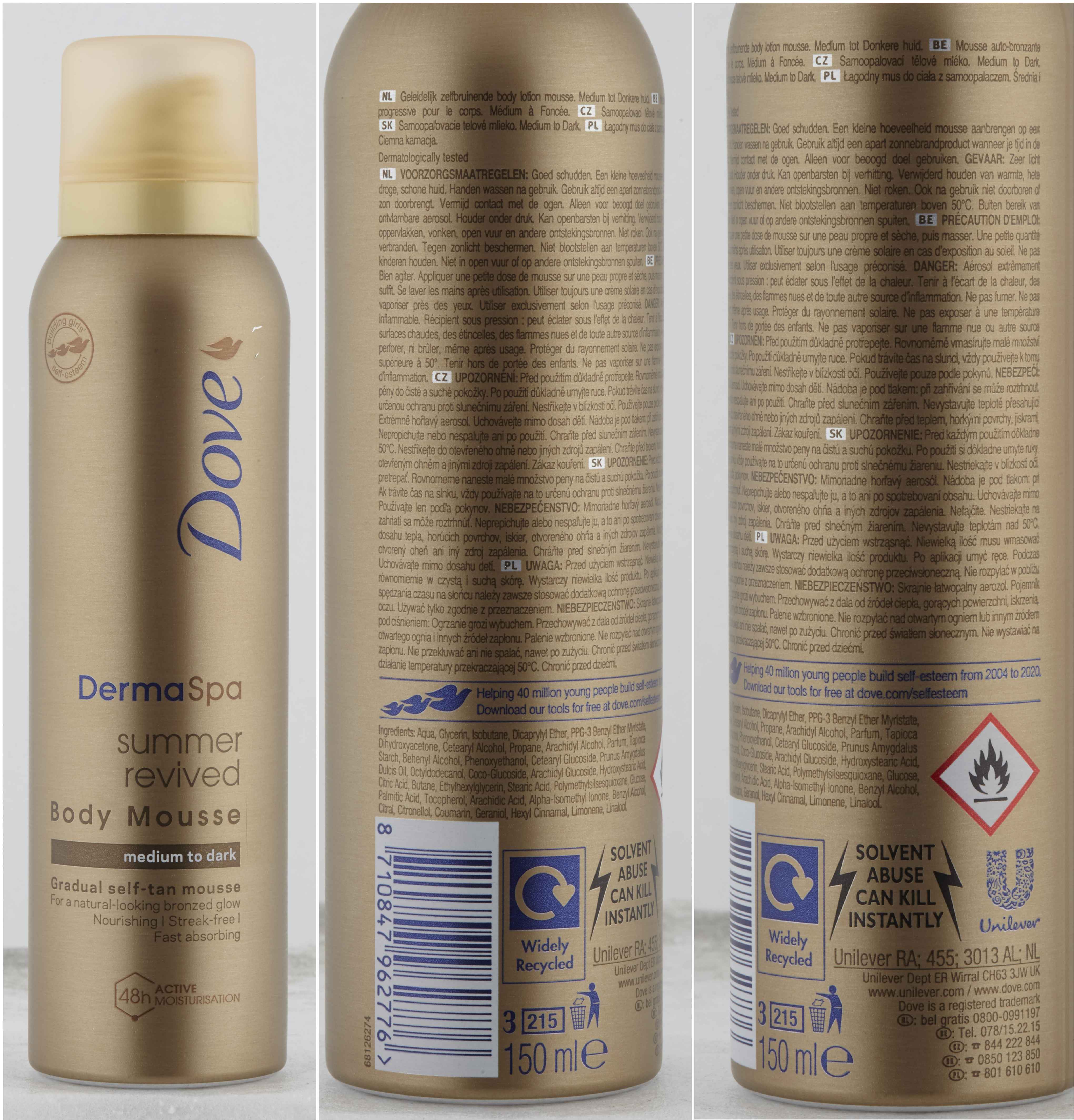 Teta Drogerie Dove Derma Spa Summer Revived Samoopalovací Tělové Mléko Medium To Dark 150ml 7657