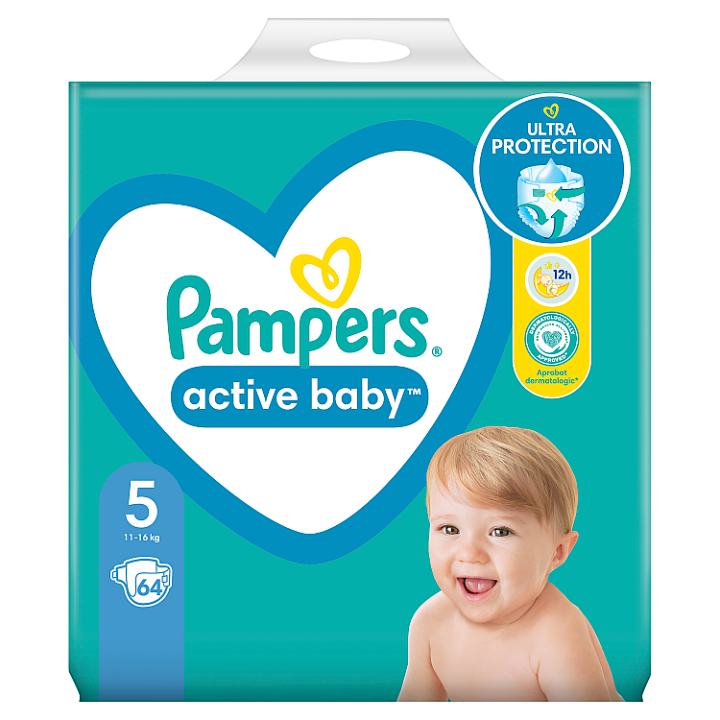 E-shop Pampers Active Baby 5, 64 Plenky, 11kg - 16kg