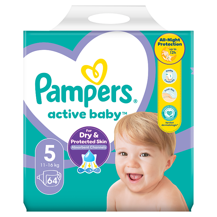 Pampers Active Baby Size 5 jednorázové pleny 11-16 kg 64 ks