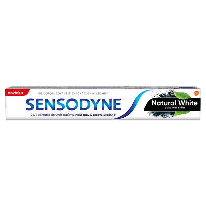 E-shop Sensodyne Natural White zubní pasta pro citlivé zuby s obsahem aktivního uhlí 75ml