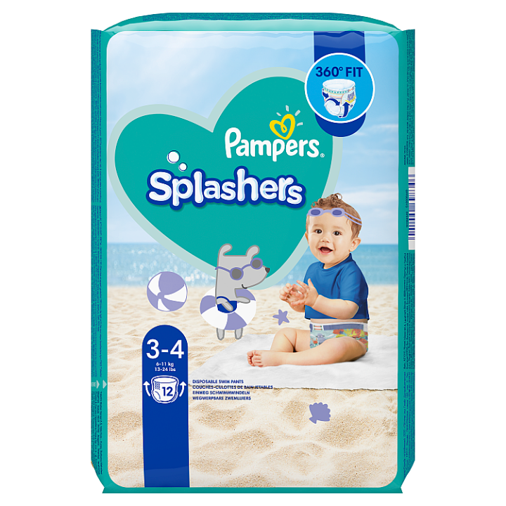 Pampers Splashers 3-4 jednorázové plenkové plavky 6-11 kg 12 ks