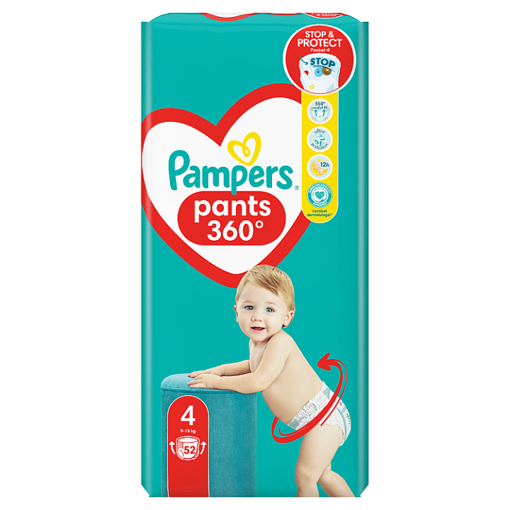 E-shop Pampers Pants Plenkové Kalhotky Velikost 4, 52 Kusů, 9kg-15kg