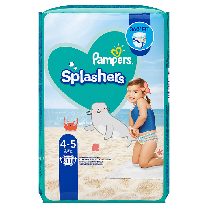 E-shop Pampers Splashers Baby Shark 4, 11 Jednorázové Plenkové Kalhotky do Vody, 9kg - 15kg