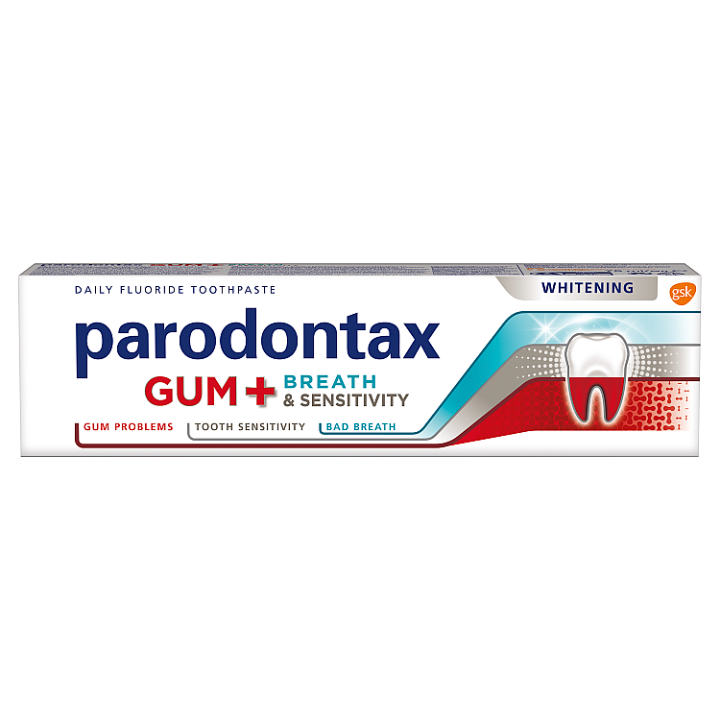 E-shop Parodontax Dásně + Dech & Citlivé zuby Whitening zubní pasta proti zápachu z úst 75ml