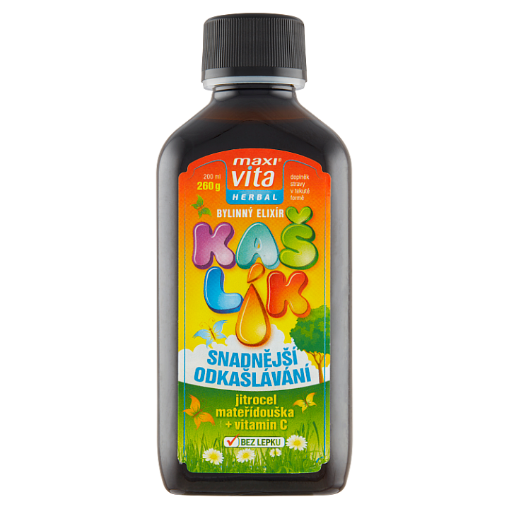 E-shop Maxi Vita Herbal Kašlík bylinný elixír jitrocel mateřídouška + vitamin C 200ml