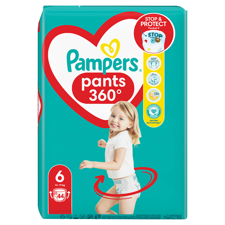 E-shop Pampers Pants Plenkové Kalhotky Velikost 6, 44 Kusů, 14kg-19kg