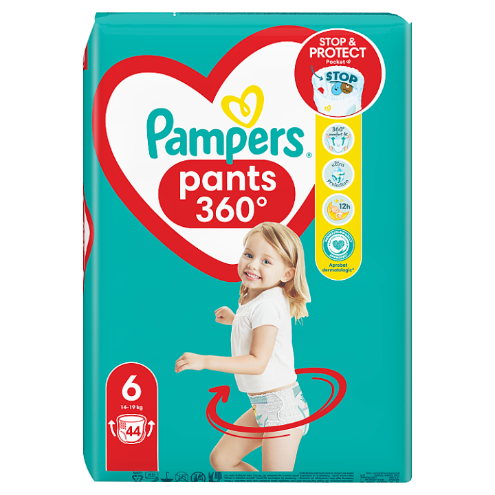 Pampers Pants 6 plenkové kalhotky 14-19kg 44ks