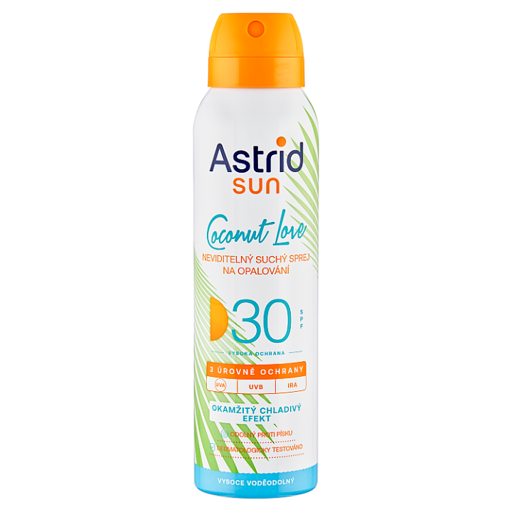 E-shop Astrid Sun Coconut Love neviditelný suchý sprej na opalování SPF 30 150ml