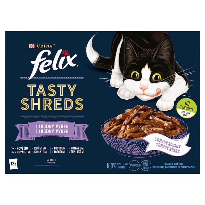 E-shop FELIX® Tasty Shreds výběr mix ve šťávě 12 x 80g