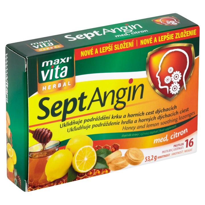 E-shop Maxi Vita Herbal SeptAngin med, citron 16 pastilek 53,2g