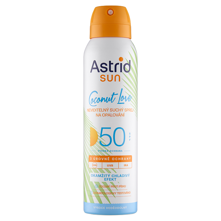 E-shop Astrid Sun Coconut Love neviditelný suchý sprej na opalování SPF 50 150ml