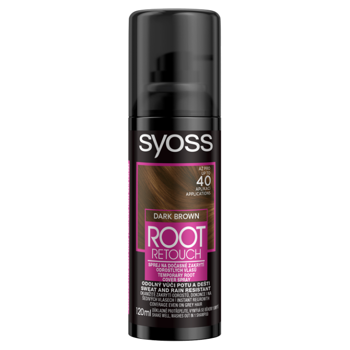 E-shop Syoss Root Retouch sprej pro dočasné zakrytí odrostů Tmavě hnědý 120ml