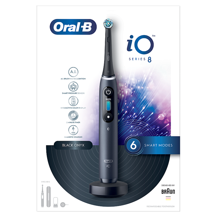 Oral-B iO Series 8 Black Onyx Elektrický Zubní Kartáček S Magnetickou Technologií iO. Získejte slevu 10% zadáním EAN: 9985910005981 v košíku