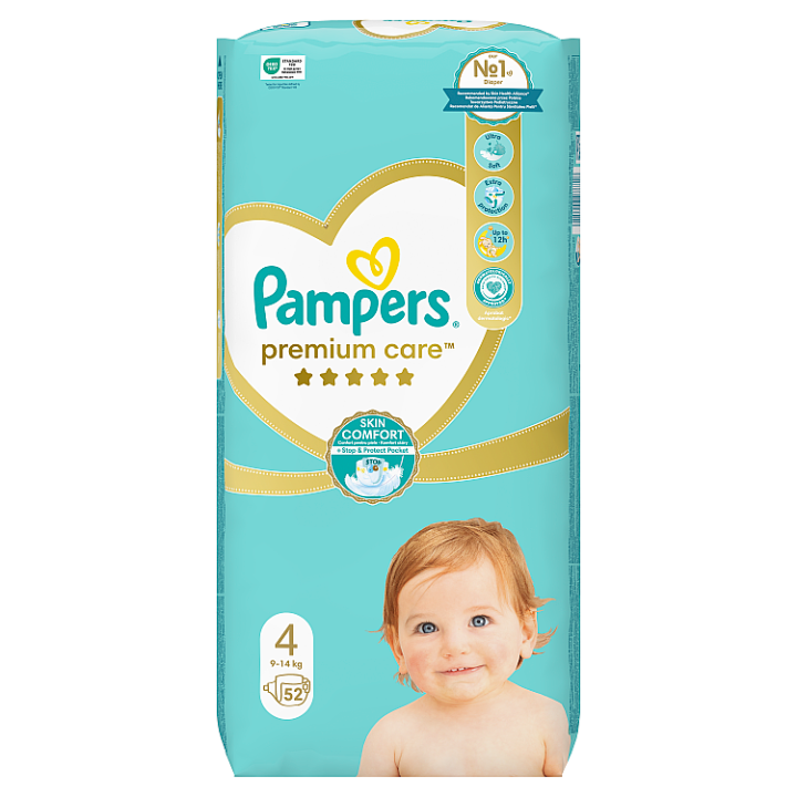 Pampers Premium Care Value Pack Dětské jednorázové pleny vel. 4 (52 ks)