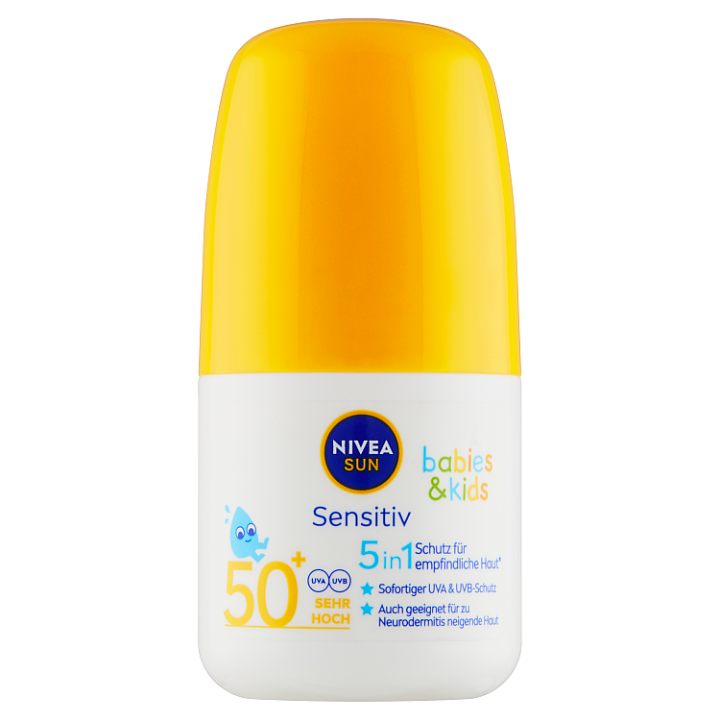 E-shop Nivea Sun Sensitive dětské mléko na opalování v kuličce OF 50+ 50ml