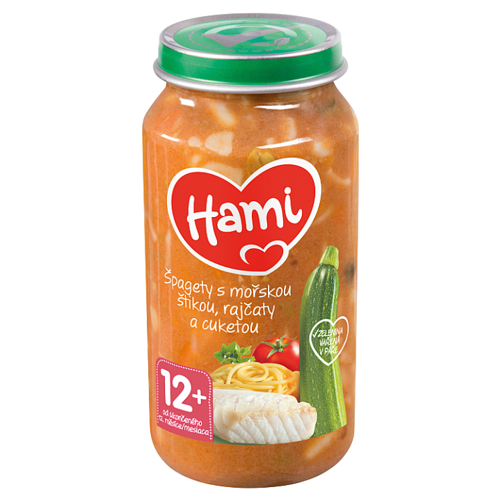 Hami Špagety s mořs.štikou rajč.a cuket.250g 12M+