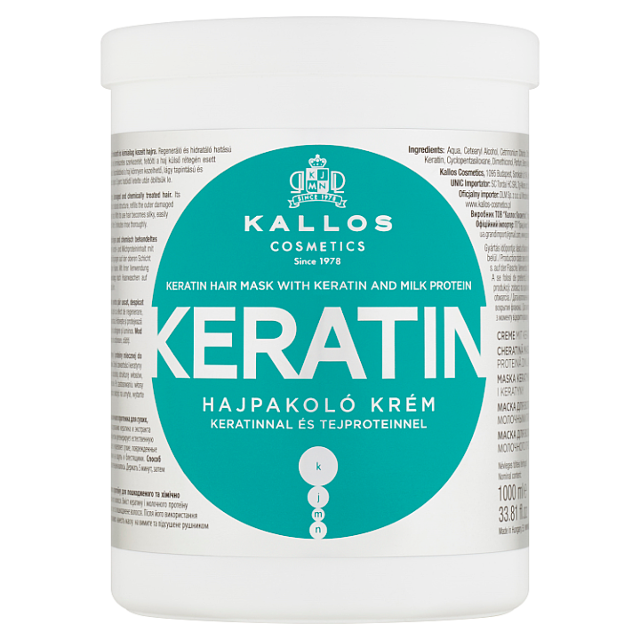 E-shop Kallos KJMN Keratin maska na vlasy s keratinem a mléčnou bílkovinou 1000ml