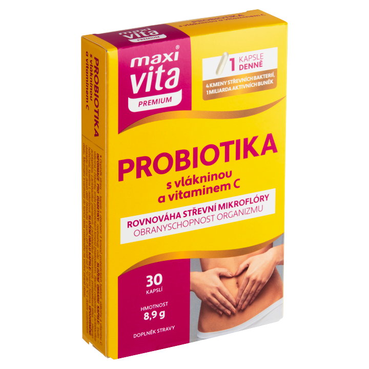 E-shop Maxi Vita Premium Probiotika s vlákninou a vitaminem C 30 kapslí 8,9g