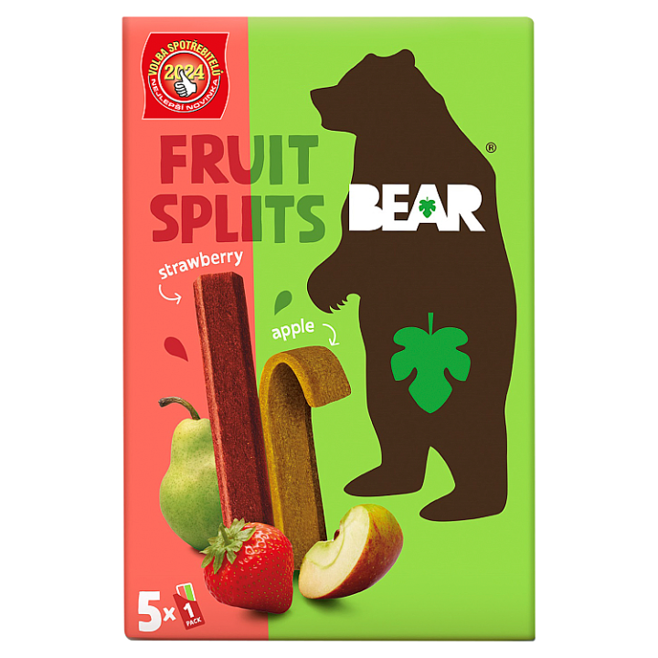 Bear Fruit Splits Jemně sušené tyčinky z ovoce a zeleniny jahoda a jablko 5 x 20g