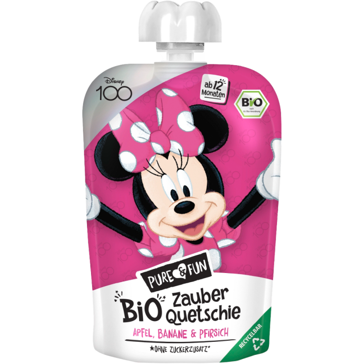 PURE & FUN Minnie BIO Zázračné kapsičky – ovocné pyré Jablko, Banán a Broskev 100g