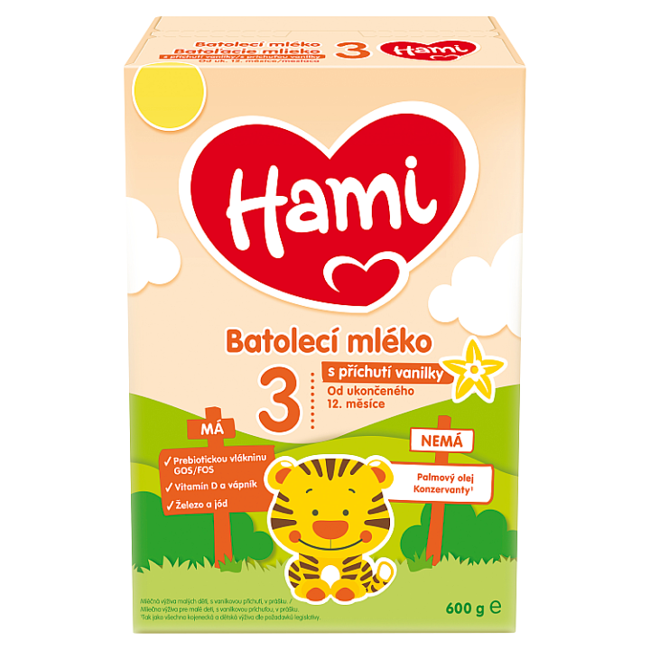 Hami 3 batolecí mléko s příchutí vanilky od uk. 12. měsíce 600g