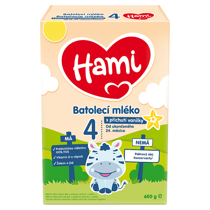 Hami 4 batolecí mléko s příchutí vanilky od uk. 24. měsíce 600g