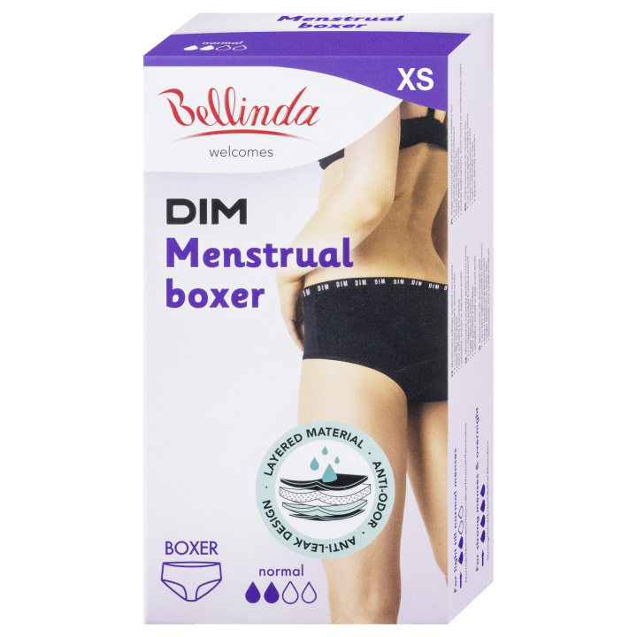 E-shop Menstruační boxerky Bellinda pro normální menstruaci, velikost XS, černé, 1ks