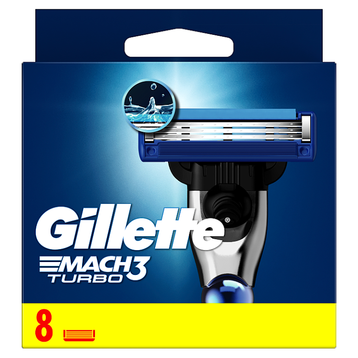 E-shop Gillette Mach3 Turbo Náhradní Holicí Hlavice Pro Muže, 8 Náhradních Holicích Hlavic