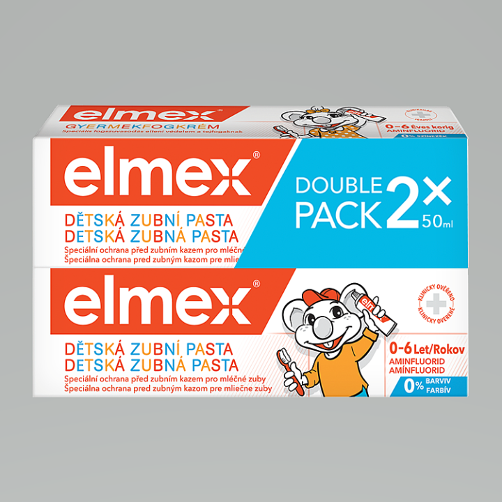 E-shop elmex® Kids dětská zubní pasta pro děti od prvního zoubku do 6ti let duopack 2x 50ml