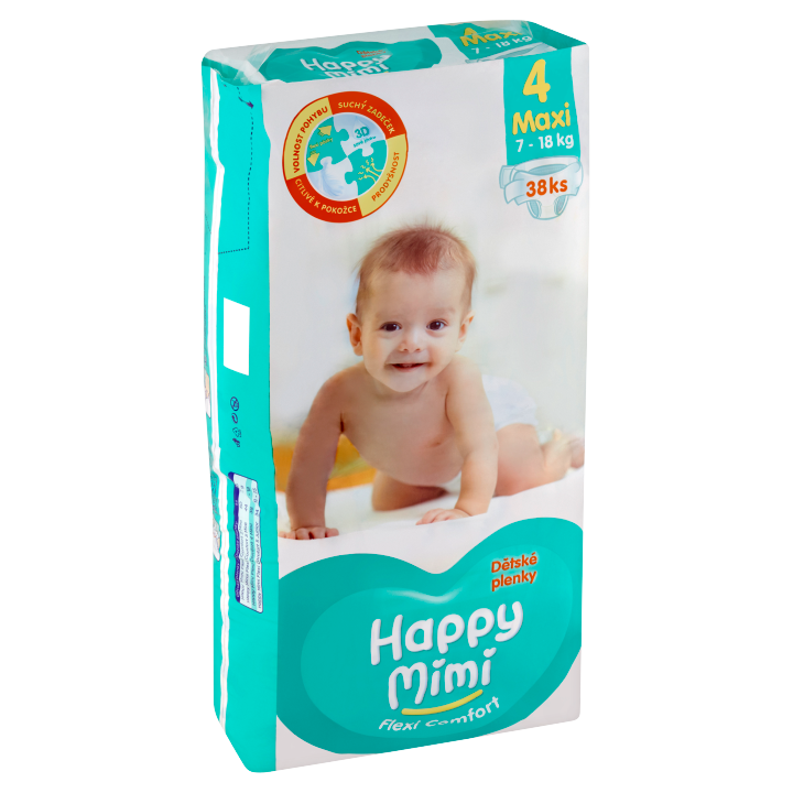 E-shop Happy Mimi Flexi Comfort dětské plenky 4 maxi 38 ks