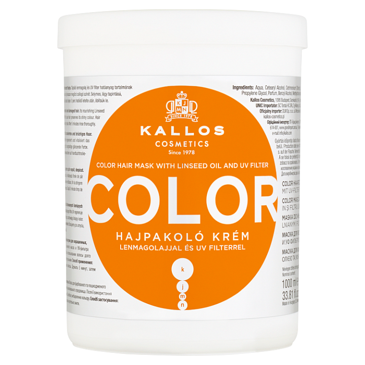 E-shop Kallos KJMN Color maska na barvené vlasy s lněným olejem a UV filtrem 1000ml