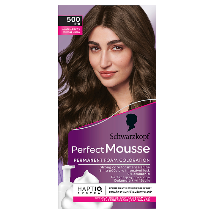 E-shop Schwarzkopf Perfect Mousse barva na vlasy Středně Hnědý 500 (5-0)