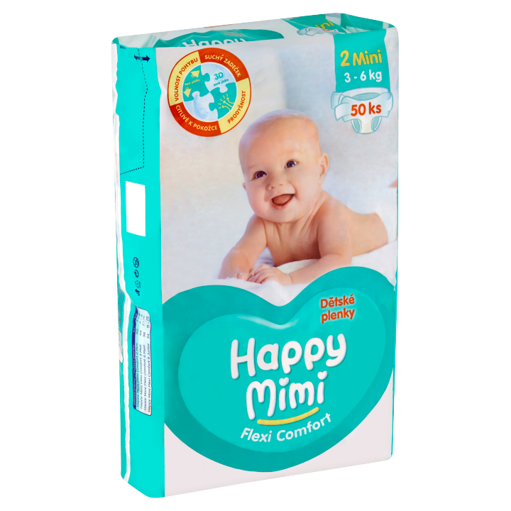 E-shop Happy Mimi Flexi Comfort dětské plenky 2 mini 50 ks